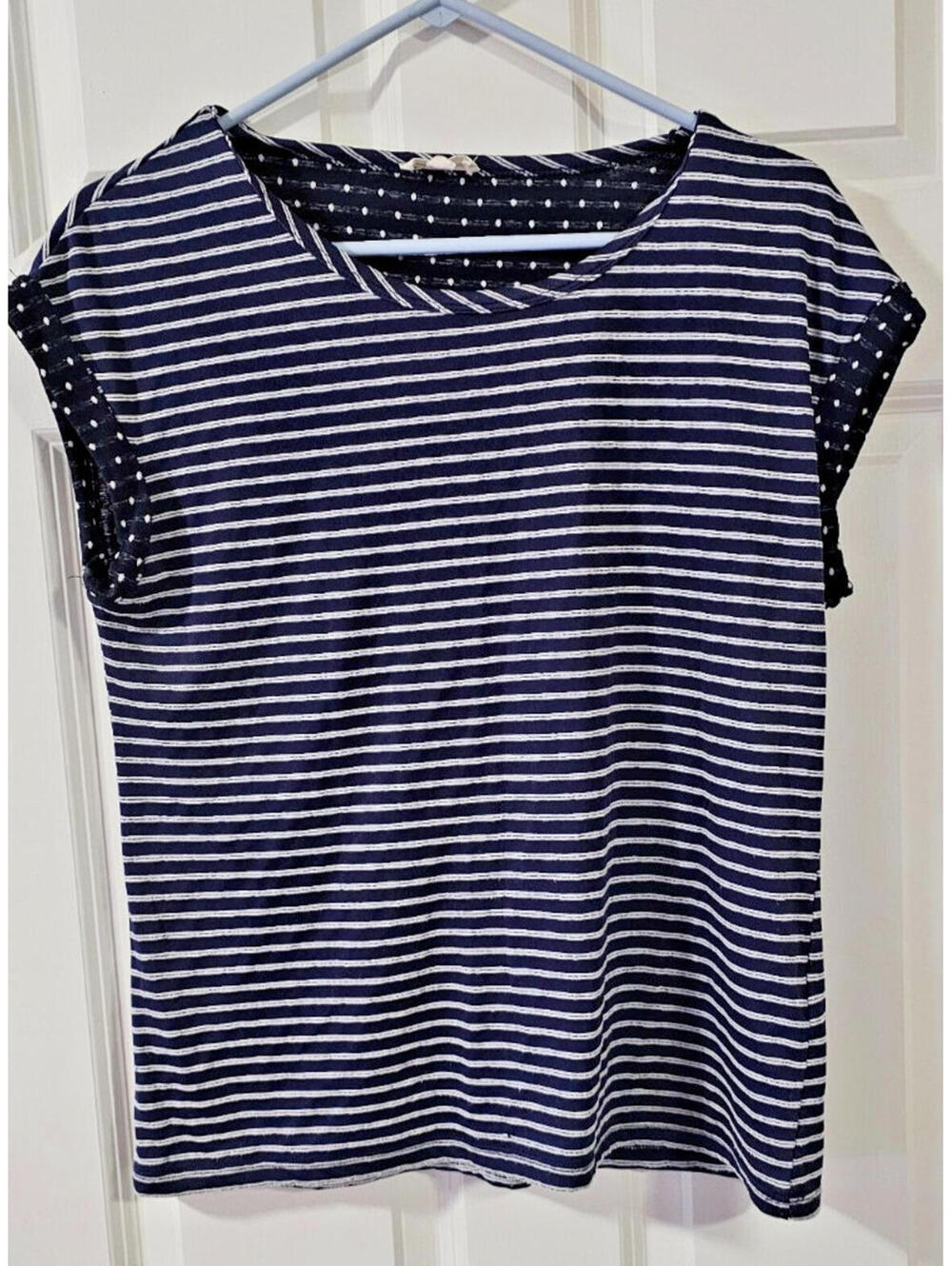 Jane And Delancey Navy And White Striped Tee Polka Dot Lined Size Medium